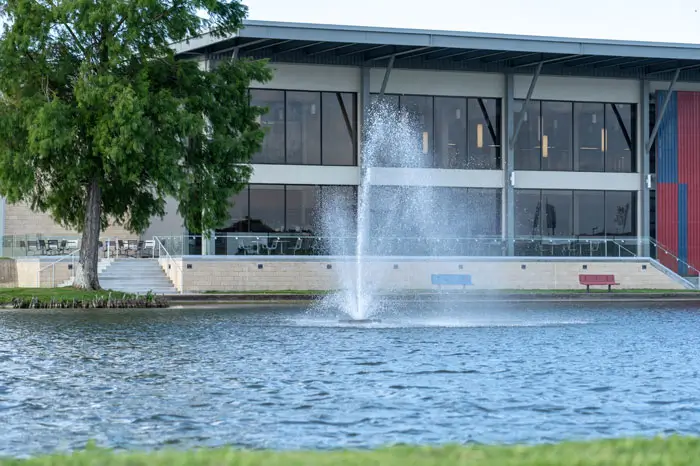 Student Center building next to lake