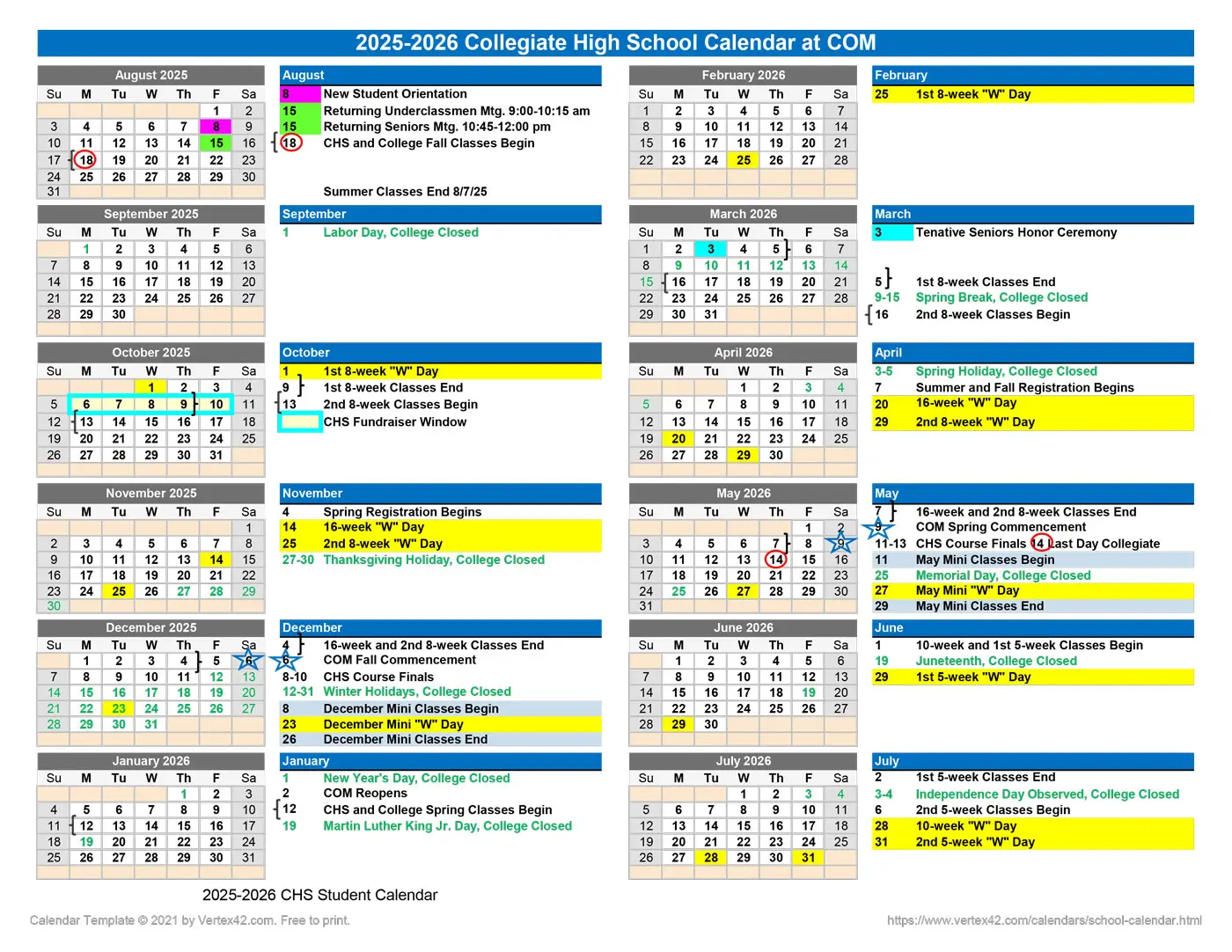 Preview image of 25-26 CHS calendar